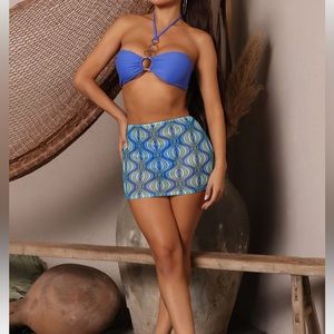Women’s 3 Piece Bikini Set Blue Combo, Large
